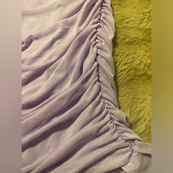 Glamaker Ruffle Trim Ruched Mesh
Bodycon Cami Dress LILAC Medium - Picture 5 of 8